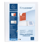 Exacompta classeur personnalisable rigide 2 poches kreacover - 4 anneaux en d 30mm - a4 maxi - blanc