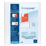 Exacompta classeur personnalisable rigide 2 poches kreacover - 4 anneaux en d 40mm - a4 maxi - blanc