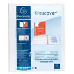 Exacompta classeur personnalisable rigide 2 poches kreacover - 2 anneaux en d 30mm - a4 maxi - blanc