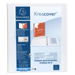 Exacompta classeur pp personnalisable kreacover - 2 anneaux en d 25mm - a4 maxi - blanc