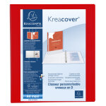 Exacompta classeur pp personnalisable kreacover - 4 anneaux en d 25mm - a4 maxi - rouge