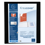 Exacompta classeur pp personnalisable kreacover - 4 anneaux en d 30mm - a4 maxi - noir