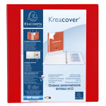 Exacompta classeur pp personnalisable kreacover - 4 anneaux en d 60mm - a4 maxi - rouge