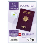 Exacompta etui de protection pour passeport 2 volets pvc lisse 20 / 100e - cristal