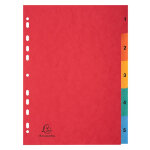 Exacompta intercalaires carte lustr�e avec onglets imprim�s num�riques - 5 positions - a4 - couleurs ...