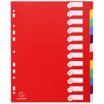 Exacompta intercalaires neutres a4 + en polypropyl�ne 12 divisions - assortis
