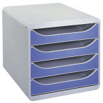 Exacompta module de classement big box 4 tiroirs - corps gris - tiroirs bleu Exacompta module de classement big box 4 tiroirs - corps gris - tiroirs bleu