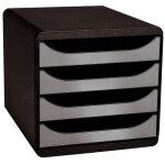 Exacompta module de classement big box 4 tiroirs - corps noir - tiroirs argent