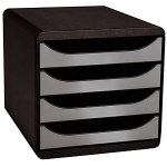 Exacompta module de classement big box 4 tiroirs - corps noir - tiroirs argent Exacompta module de classement big box 4 tiroirs - corps noir - tiroirs argent