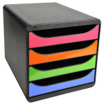 Exacompta module de classement big box 4 tiroirs - corps noir - tiroirs arlequin Exacompta module de classement big box 4 tiroirs - corps noir - tiroirs arlequin