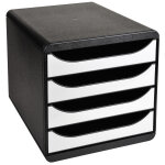 Exacompta module de classement big box glossy 4 tiroirs, a4 + - noir, façades blanches Exacompta module de classement big box glossy 4 tiroirs, a4 + - noir, façades blanches
