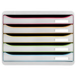 Exacompta module de classement big box plus horizon 5 tiroirs glossy - blanc / arlequin