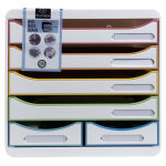 Exacompta module de classement big box maxi 6 tiroirs black office - blanc / arlequin