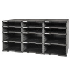 Exacompta module de classement modulodoc - set 12 cases sans tiroirs ecoblack - gris fonc