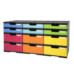 Exacompta module de classement modulodoc - set 12 cases avec tiroirs ecoblack - arlequin