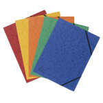 Exacompta pack de 5 chemises  lastique sans rabats carte lustre 355gm2 - a4 - couleurs assorties