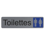 Exacompta plaque signal�tique adh�sive toilettes dame / homme - rectangle gris / bleu