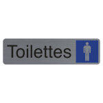Exacompta plaque signal�tique adh�sive toilettes homme - rectangle gris / bleu