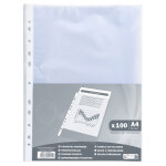 Exacompta pochettes perforées transparentes a4 polypropylène 4 / 100e grainées - lot de 100 Exacompta pochettes perforées transparentes a4 polypropylène 4 / 100e grainées - lot de 100