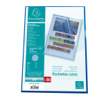 Exacompta sachet 100 pochettes polypropylne grain 12 / 100e - a4 - bleu