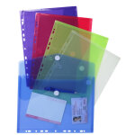 Exacompta sachet de 5 pochettes - enveloppes perfores polypropylne - a4 - couleurs assorties