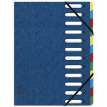Exacompta trieur  lastiques harmonika  fentres - vritable carte lustre - 12 divisions - bleu