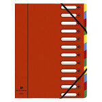 Exacompta trieur  lastiques harmonika  fentres - vritable carte lustre - 12 divisions - rouge