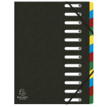 Exacompta trieur harmonika� � fen�tres avec �lastiques v�ritable carte lustr�e 12 compartiments - noir ...