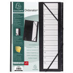 Exacompta trieur ordonator � �lastiques - cavaliers plastiques num�rot�s 12 divisions - noir