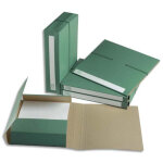 Extendos dossier pour archivage  3 rabats, dos de 6 cm, en carton vert, fermeture par lastique