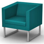 Fauteuil d'accueil sten 1 place tissu vert canard pi�tement acier aluminium