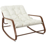 Fauteuil  bascule tulum avec accoudoirs imitation bois et coussin - blanc