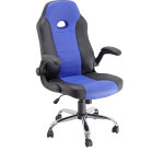 Fauteuil de bureau marlon similicuir noir bleu hauteur réglable - accoudoirs dossier roulettes Fauteuil de bureau marlon similicuir noir bleu hauteur réglable - accoudoirs dossier roulettes