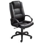Fauteuil capital croûte de cuir noir hauteur réglable - accoudoirs dossier appuie - tête roulette Fauteuil capital croûte de cuir noir hauteur réglable - accoudoirs dossier appuie - tête roulette