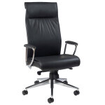 Fauteuil de direction 3000 cuir noir hauteur r�glable - accoudoirs dossier appuie - t�te roulettes