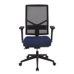Fauteuil direction dynamic maille noir tissu bleu hauteur r�glable - accoudoirs dossier roulette