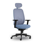 Fauteuil ergonomique cyprien avec accoudoirs et t�ti�re - bleu