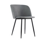 Fauteuil must en tissu 100% polyester - pieds acier noir - tissu gris