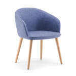 Fauteuil visiteur adria tissu laine et polyamide bleu foncé accoudoirs dossier pieds bois en hêtre Fauteuil visiteur adria tissu laine et polyamide bleu foncé accoudoirs dossier pieds bois en hêtre