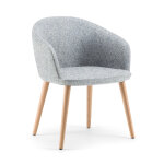 Fauteuil visiteur adria tissu laine et polyamide bleu gris accoudoirs dossier pieds bois en hêtre Fauteuil visiteur adria tissu laine et polyamide bleu gris accoudoirs dossier pieds bois en hêtre