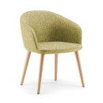 Fauteuil visiteur adria tissu laine et polyamide vert accoudoirs dossier pieds bois en hêtre Fauteuil visiteur adria tissu laine et polyamide vert accoudoirs dossier pieds bois en hêtre