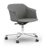 Fauteuil visiteur ava - tissu gris piètement réglable à roulettes chromé Fauteuil visiteur ava - tissu gris piètement réglable à roulettes chromé