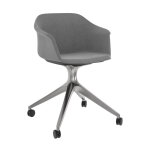 Fauteuil visiteur ava - tissu gris piètement à roulettes chrome Fauteuil visiteur ava - tissu gris piètement à roulettes chrome