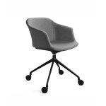 Fauteuil visiteur ava - tissu gris pitement  roulettes noir
