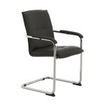 Fauteuil visiteur silla croûte de cuir et métal chromé noir - dossier Fauteuil visiteur silla croûte de cuir et métal chromé noir - dossier