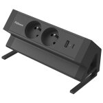 Fellows bloc de prises �lectriques ampra � pince pour bureau - 2 prises secteur + 1 port usb - a et usb ...