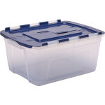 Fellowes caisse de rangement plastique transparente emboitable � couvercle 2 battants bleus - capacit� ...