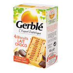 Gerbl biscuits dittiques lait chocolat - lot de 18 botes de 4 biscuits 46 g