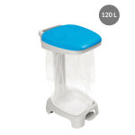 Gilac support sac poubelle 2 roues  pdale gilac avec couvercle bleu 120 l