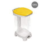 Gilac support sac poubelle 2 roues  pdale gilac avec couvercle jaune 120 l